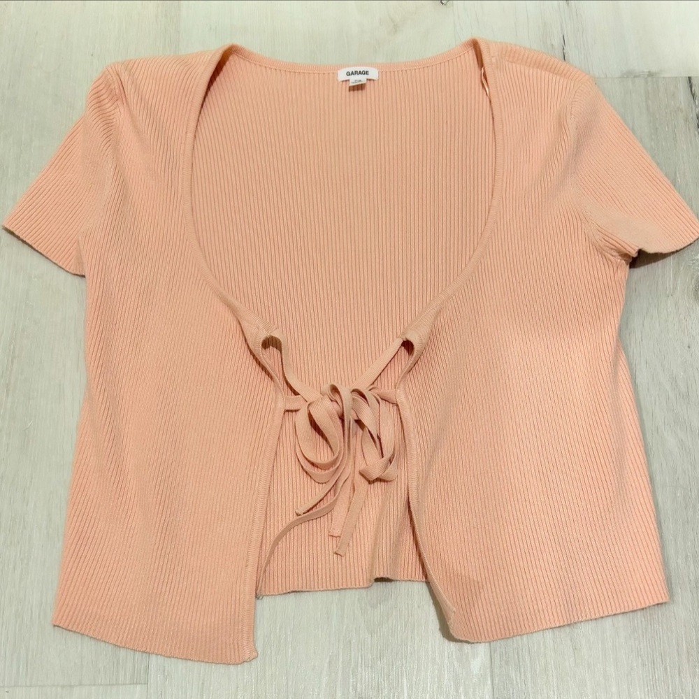 Garage Peach Front Tie Top